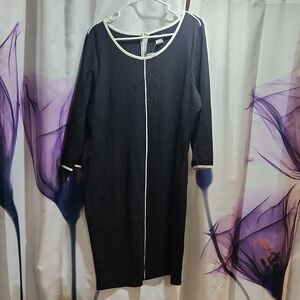 VENUS Black Dress with White Accents